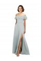 Cheap Luxe Chiffon Bridesmaids Dress with Off the Shoulder Flounced Neckline Sydney