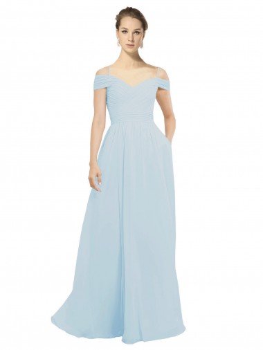 Cheap Chiffon Bridesmaids Dress with Off the Shoulder Draped Neckline Sydney