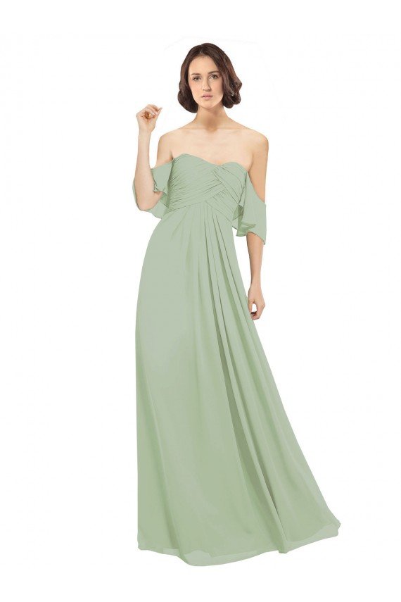 Cheap Boho Chic Chiffon Bridesmaids Dress with Off the Shoulder Neckline Sydney