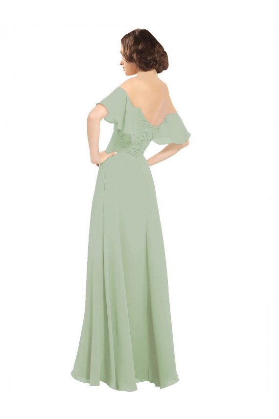 Cheap Boho Chic Chiffon Bridesmaids Dress with Off the Shoulder Neckline Sydney