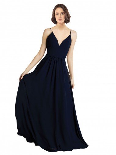 Cheap Simple Chiffon Bridesmaid Dress with Deep V-Neckline Sydney