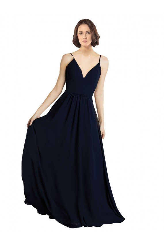 Cheap Simple Chiffon Bridesmaid Dress with Deep V-Neckline Sydney