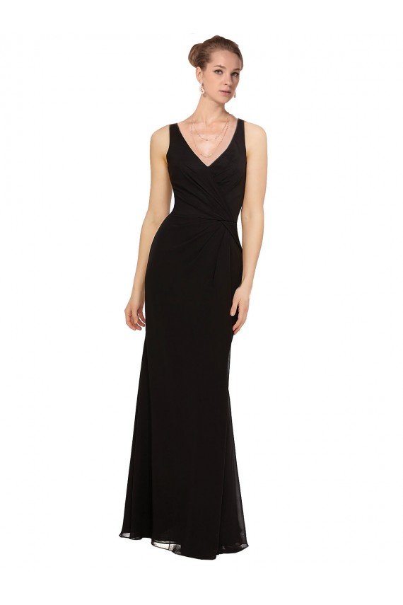 Cheap Open V-Back Chiffon Bridesmaids Dress with V-Neckine Sydney