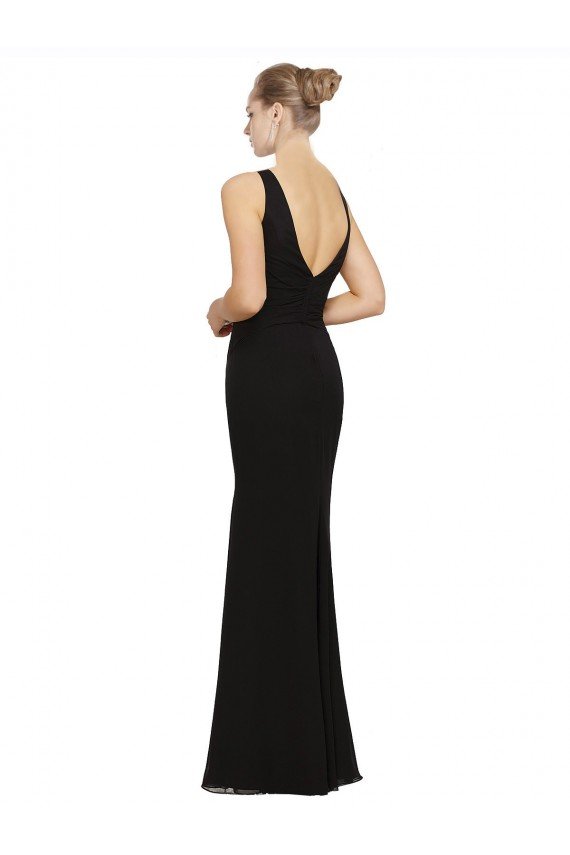 Cheap Open V-Back Chiffon Bridesmaids Dress with V-Neckine Sydney