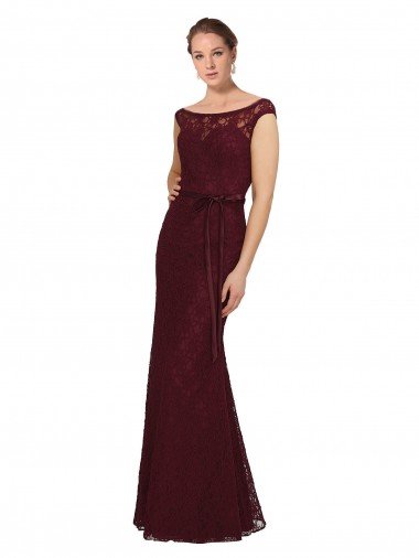 Cheap Lace Bridesmaids Dress with Matching Satin Tie Sash Sydney