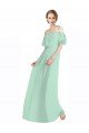 Cheap Spaghetti Straps Long Chiffon Off-The-Shoulder Bridesmaid Dress with Double Flounce Sleeves Sydney
