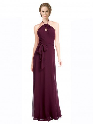 Cheap Full Length Chiffon Bridesmaid Dress with Halter Top Sydney