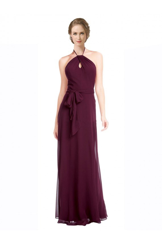 Cheap Full Length Chiffon Bridesmaid Dress with Halter Top Sydney