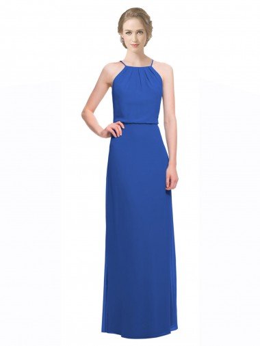 Cheap Long Chiffon Spaghetti Strap Bridesmaid Dress with Blouson Top Sydney
