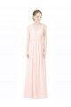 Cheap Long Chiffon Sleeveless Bridesmaid Dress with Sheer Illusion Top and V-Back Sydney