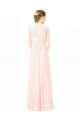 Cheap Long Chiffon Sleeveless Bridesmaid Dress with Sheer Illusion Top and V-Back Sydney