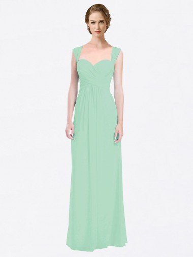 Cheap Long Chiffon Bridesmaid Dress with a Sweetheart Neckline and Pleated Shoulder Straps Sydney