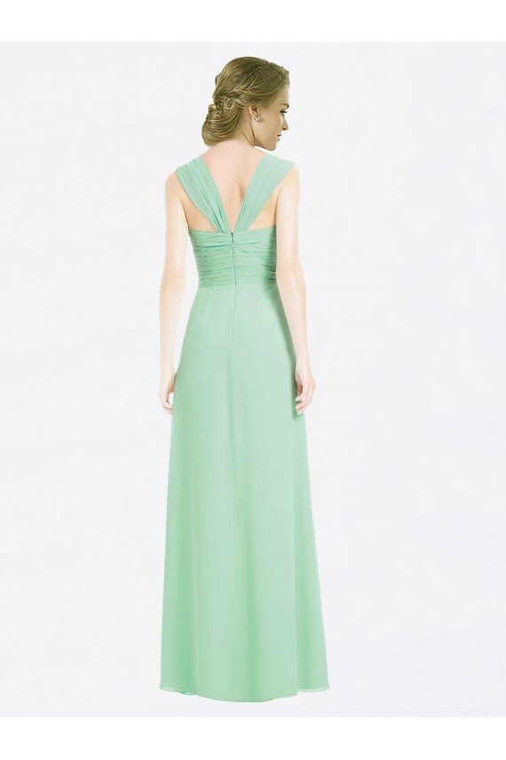 Cheap Long Chiffon Bridesmaid Dress with a Sweetheart Neckline and Pleated Shoulder Straps Sydney