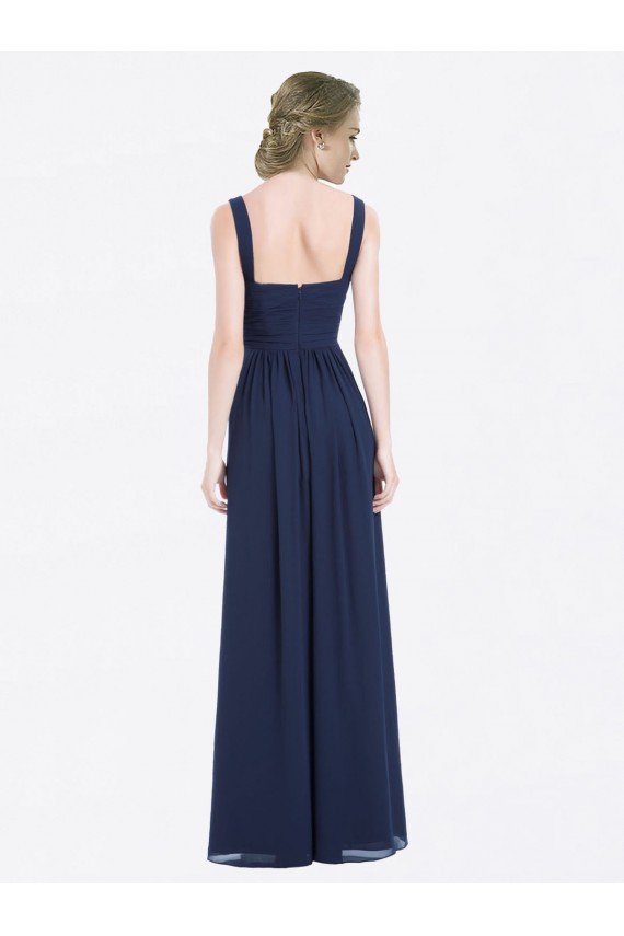 Cheap Long Chiffon V-Neck Sleeveless Bridesmaid Dress with Criss-Cross Pleated Bodice Sydney