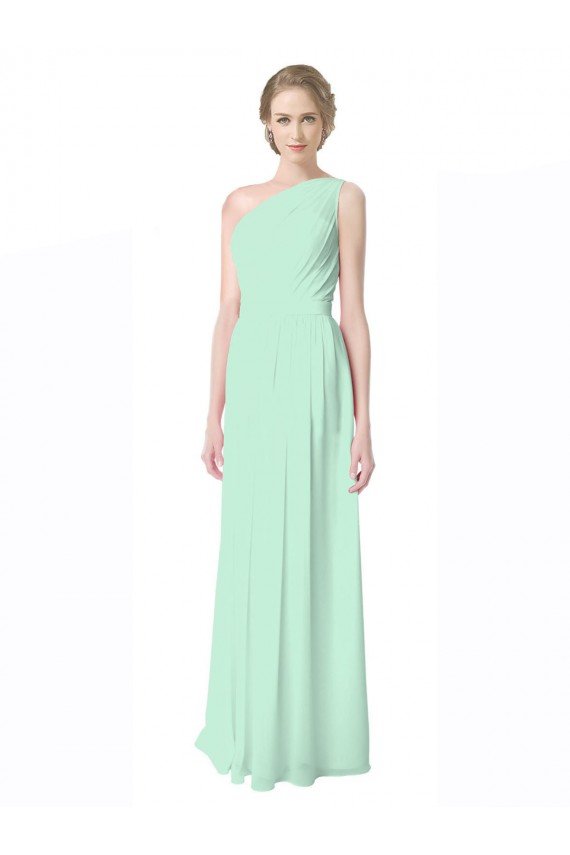 Cheap One Shoulder Chiffon Bridesmaid Dress with Asymmetrical Ruched Bodice Sydney