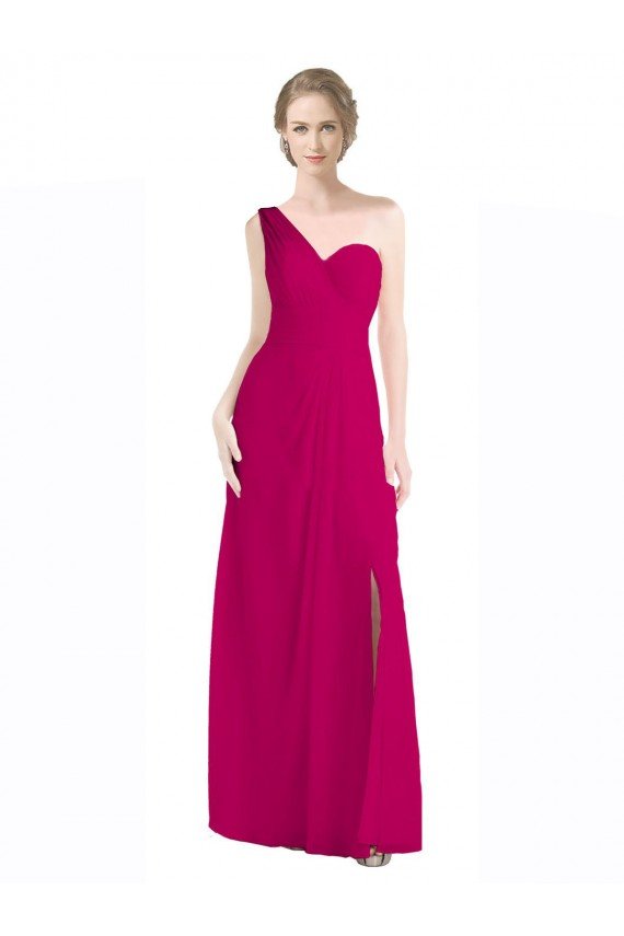 Cheap Full Length Chiffon Bridesmaid Dress with One Wide Shoulder Strap Sydney