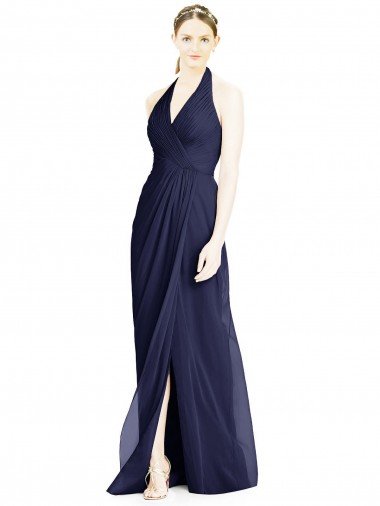 Cheap V-Neck Halter Chiffon Bridesmaid Dress with Side Front Slit Sydney