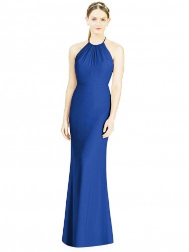 Cheap Criss Cross Low Back Halter Chiffon Bridesmaid Dress Sydney