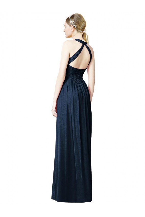 Cheap V-Neck Halter Long Open Back Chiffon Bridesmaid Dress Sydney