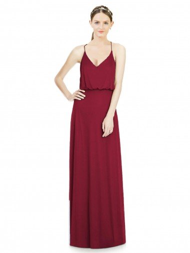 Cheap Full Length V-Neck A-Line Chiffon Boho Bridesmaid Dress Sydney