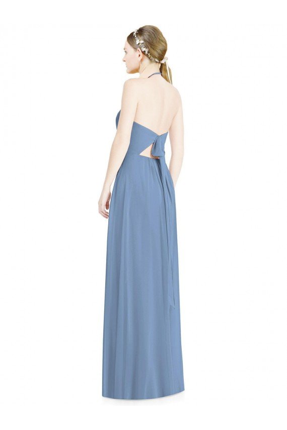 Cheap Halter Neck Tie Back Long Chiffon Bridesmaid Dress Sydney