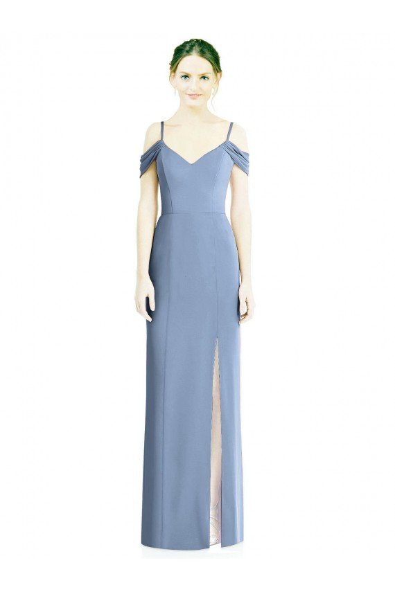 Cheap Draped Cold Shoulder Sweetheart Long Chiffon Formal Bridesmaid Dress Sydney