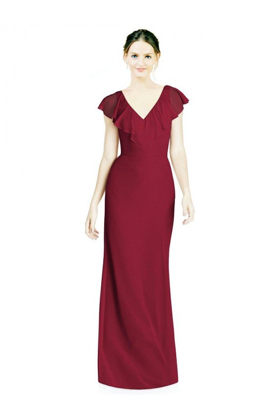 Cheap V-Neck V-Back Long Chiffon Bridesmaid Dress Sydney