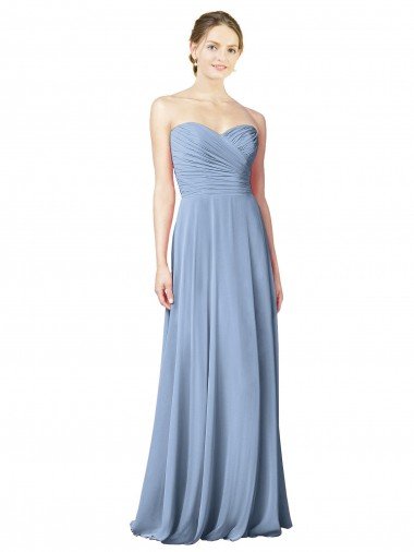 Cheap Draped Strapless Sweetheart Full Length Chiffon Bridesmaid Dress Sydney