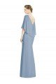 Cheap V-Back Trumpet Chiffon Bridesmaid Dress with Draped Cape Overlay Sydney