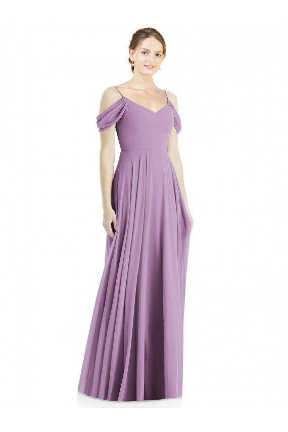 Cheap Off the Shoulder Open Cowl-Back Maxi Bridesmaid Dress Sydney