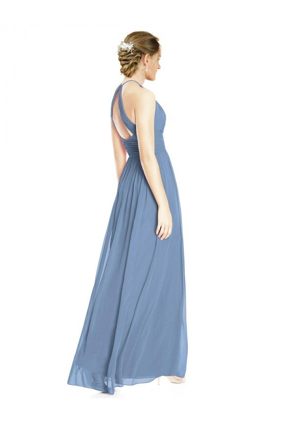 Cheap Open Back Long Chiffon Halter Bridesmaid Dress Sydney