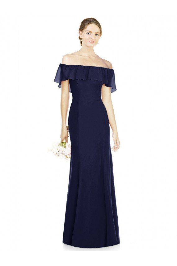 Cheap Off the Shoulder Full-Length Trumpet Chiffon Bridesmaid Dress Sydney