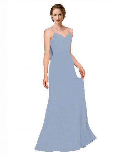 Cheap Cowl Back Long Chiffon Slip Bridesmaid Dress with Straps Sydney