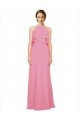 Cheap Ruffle Halter Neck A-Line Chiffon Bridesmaid Dress with Open Back Sydney