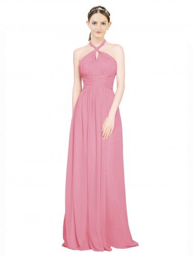 Cheap Halter Neck Keyhole A-Line Chiffon Bridesmaid Dress Sydney