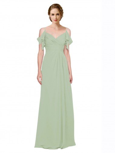 Cheap Split Cold Shoulder Draped A-Line Chiffon Bridesmaid Dress Sydney