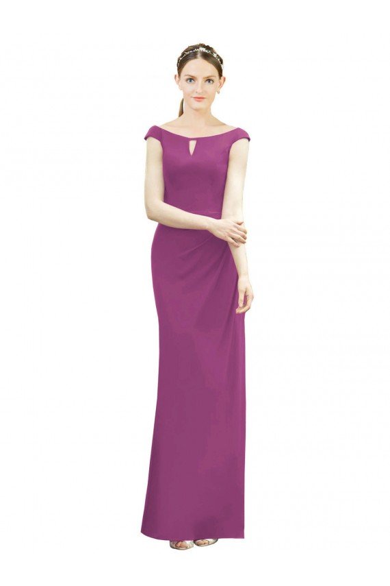 Cheap Full Length Long Chiffon Bridesmaid Dress with Boat Neck Sydney