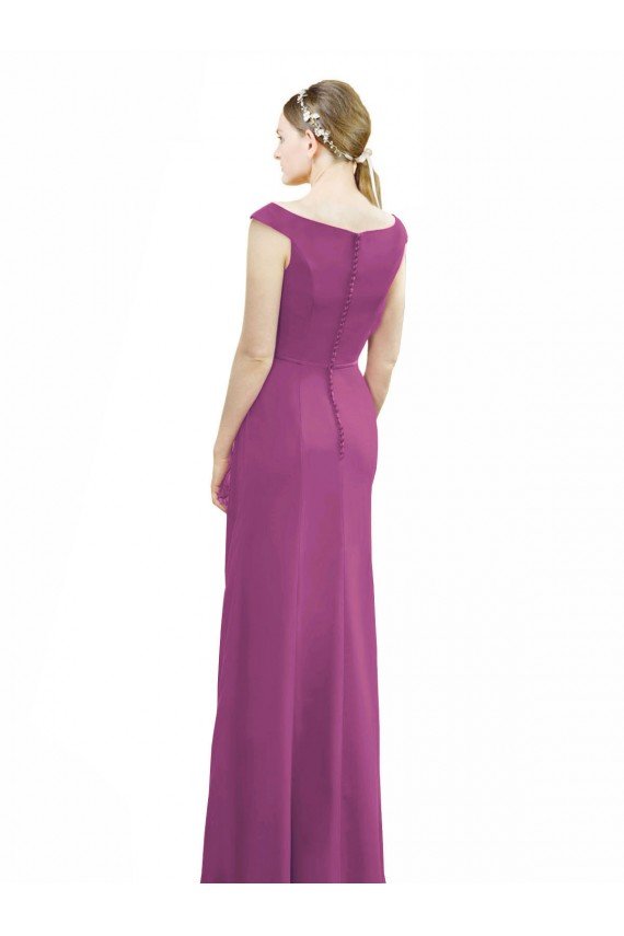 Cheap Full Length Long Chiffon Bridesmaid Dress with Boat Neck Sydney