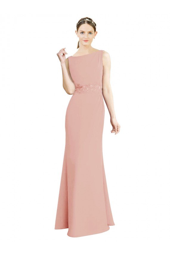 Cheap Full Length Long Chiffon Bridesmaid Dress with Pleated Lace Waist Sydney