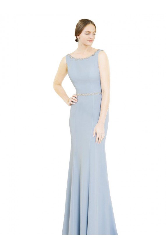 Cheap Full Length Chiffon Bridesmaid Dress with Sparkly Neckline and Belt Sydney