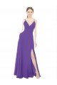 Cheap Long Chiffon A-Line Bridesmaid Dress with Deep V-Neckline and Side Slit Sydney