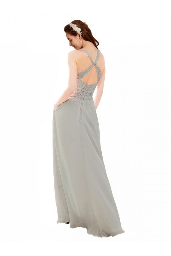 Cheap Chiffon Bridesmaid Dress with Ruched Draped Bodice Sydney