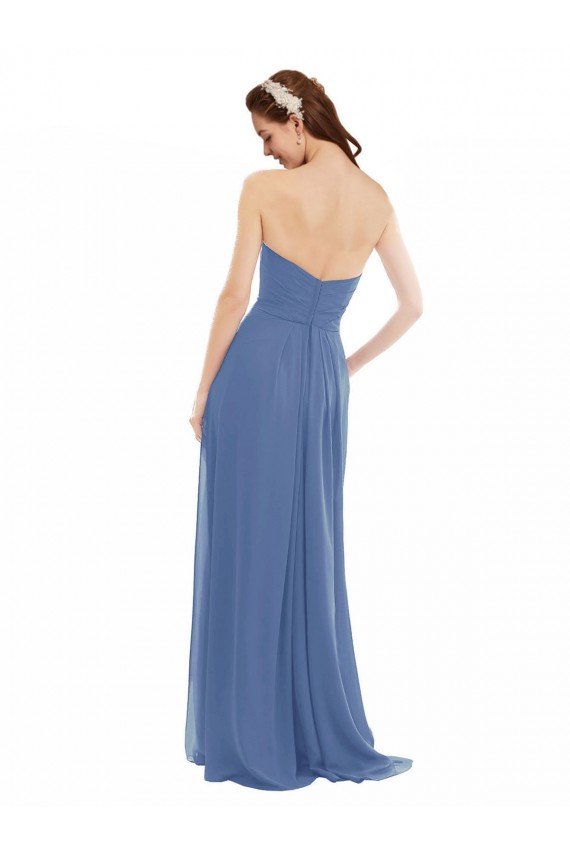 Cheap Classic Strapless Bridesmaids Dress with Draped Sweetheart Bodice and Side Slit Sydney