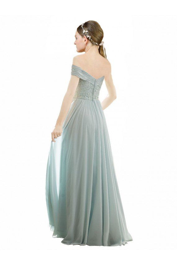 Cheap Romantic Bridesmaid Dress with Embroidered Off the Shoulder Bodice Sydney