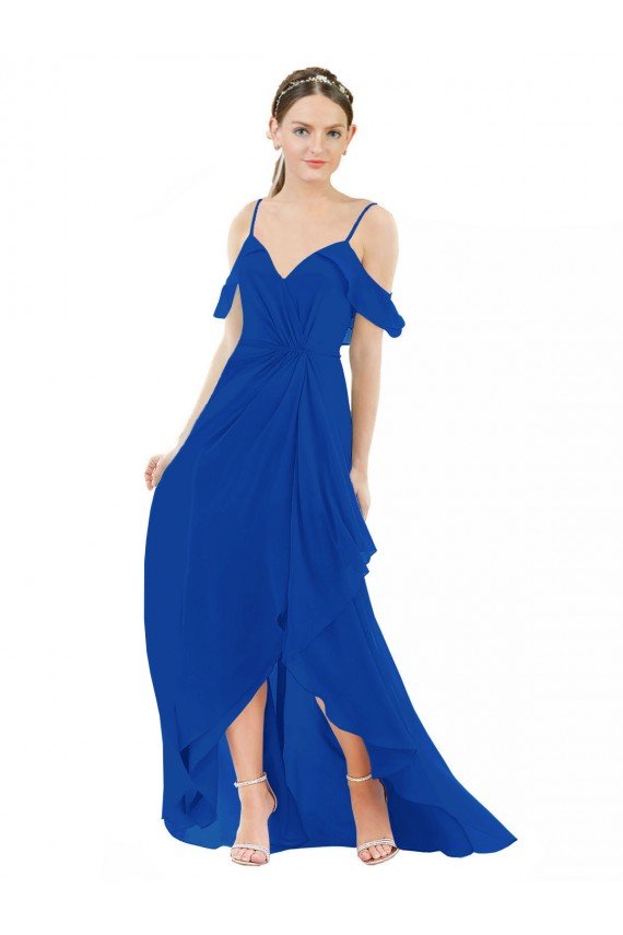 Cheap High Low Boho Bridesmaid Dress with Cold Shoulder Sleeves Sydney