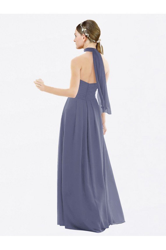 Cheap High Halter Neck Chiffon Bridesmaid Dress with Twist-Tie Sydney