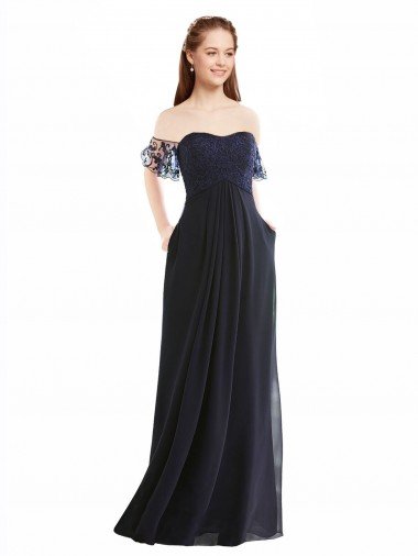 Cheap Boho Bridesmaid Dress with Beaded Embroidered Bodice and Flutter Cap Sleeves Sydney