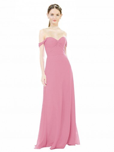 Cheap Fitted Sweetheart Bodice Chiffon Bridesmaid Dress with Draped Cap Sleeves Sydney