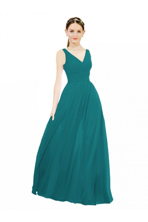 Cheap Figure Flattering Chiffon Bridesmaid Dress with Draped V-Neck Bodice Sydney