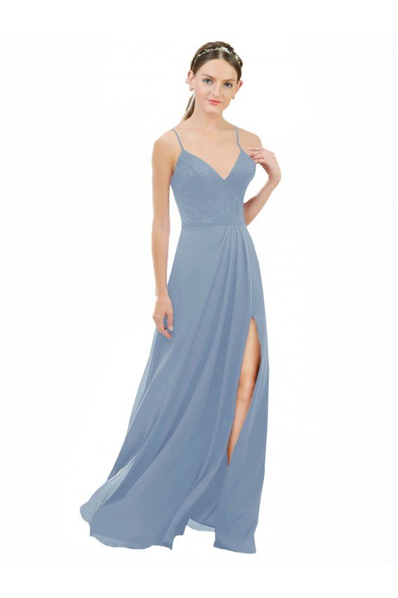 Cheap Sexy Chiffon Bridesmaid Dress with V-Neck Lace Bodice Sydney